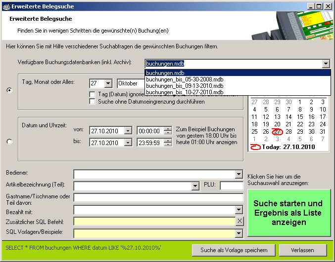 Auswertung im Archiv