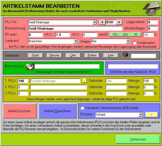 Artikelstamm Bier