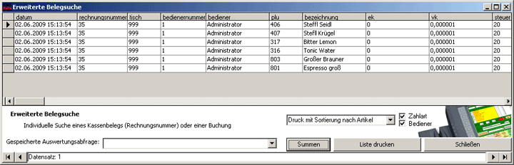 Erweiterte Belegsuche