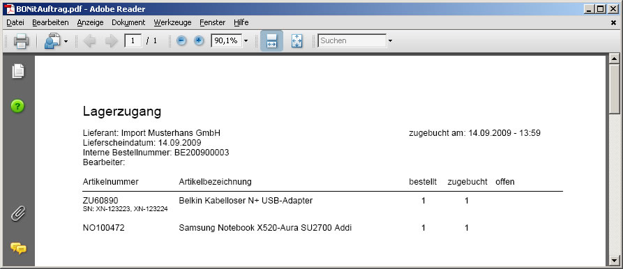 Lagerzugang PDF