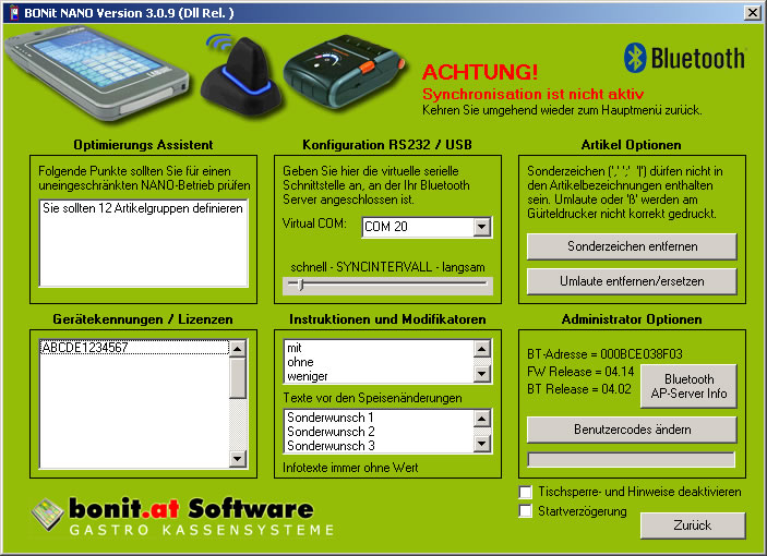 BONit Labware Nano Globale Einstellungen