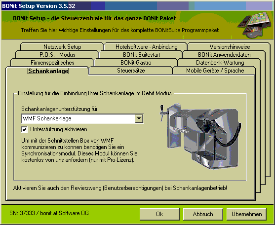 Setup Schankanlage