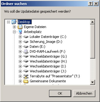 Update Ordner Auswählen