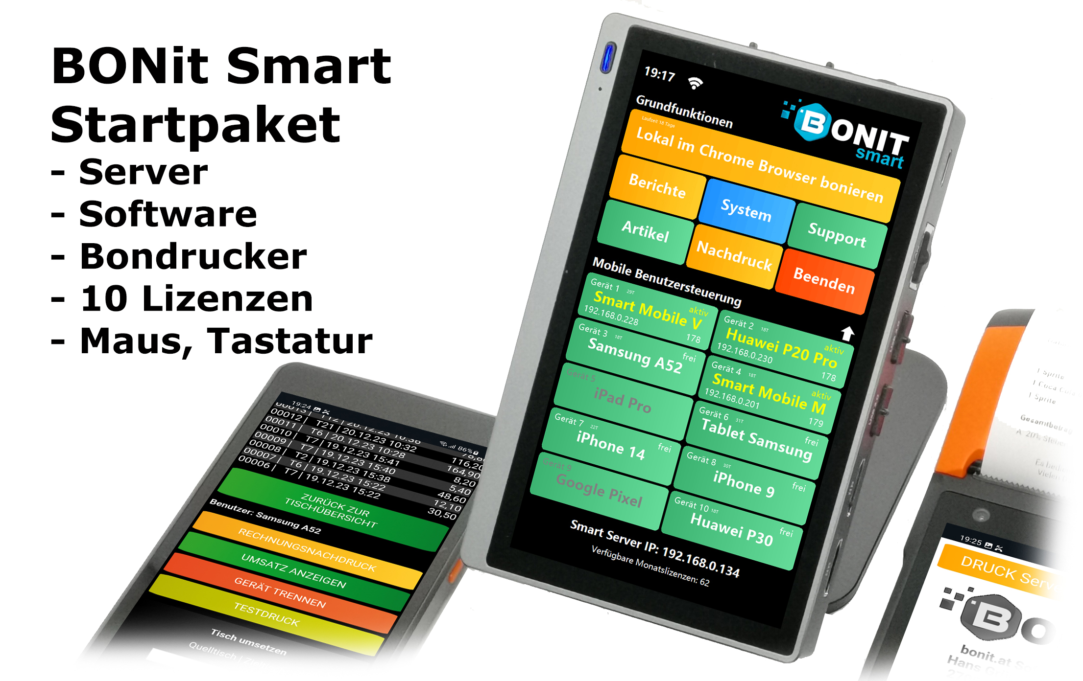 BONit Smart - Komplettpaket (Serverhardware, Serverlizenz, Drucker, 12 Gerätelizenzen)