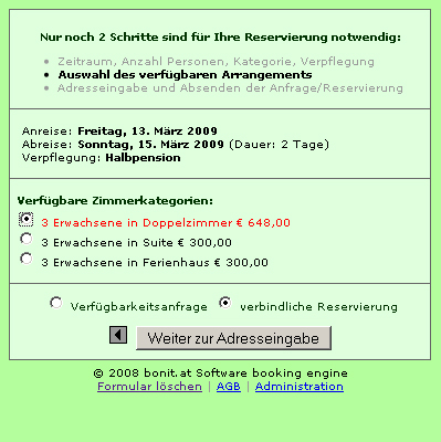 BONit Hotelsoftware - Online Buchungs Modul Seite 2