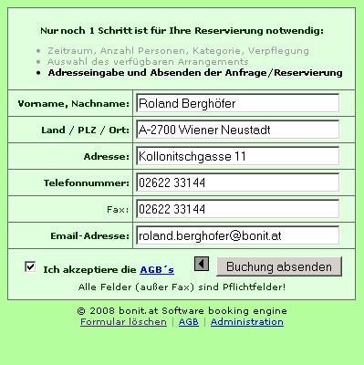 BONit Hotelsoftware - Online Buchungs Modul Seite 3