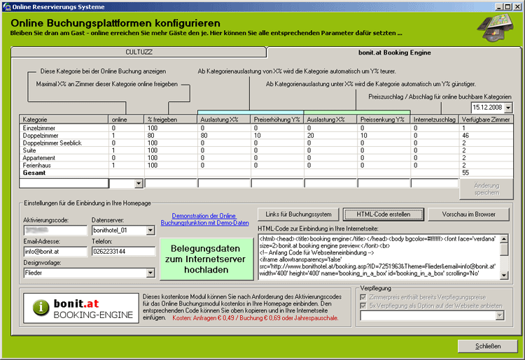 Online Buchungs Modul Cultswitch